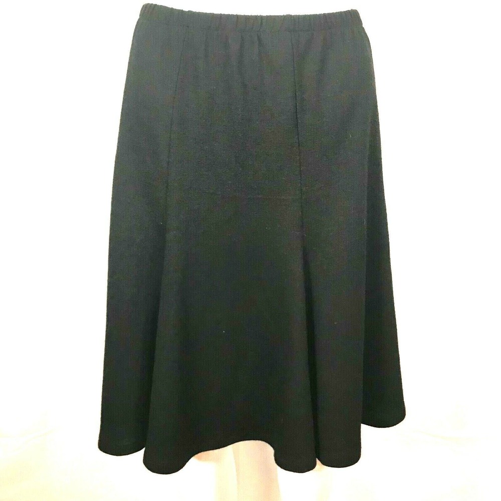 Joan Fagin New York Skirt Womens Sz S Black Stretch Waist 100% Wool Flare